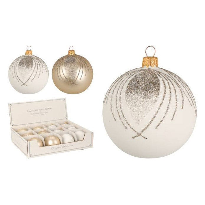 Julgranskula Glas 8cm 'Peacock Feather' 12-p