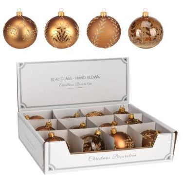 Julgranskula Glas 6cm Gold 12-p