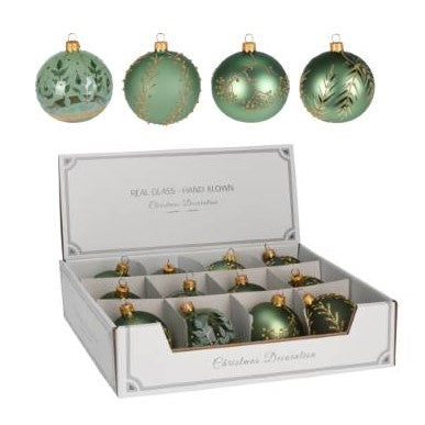 Julgranskula Glas 6cm Green 12-p