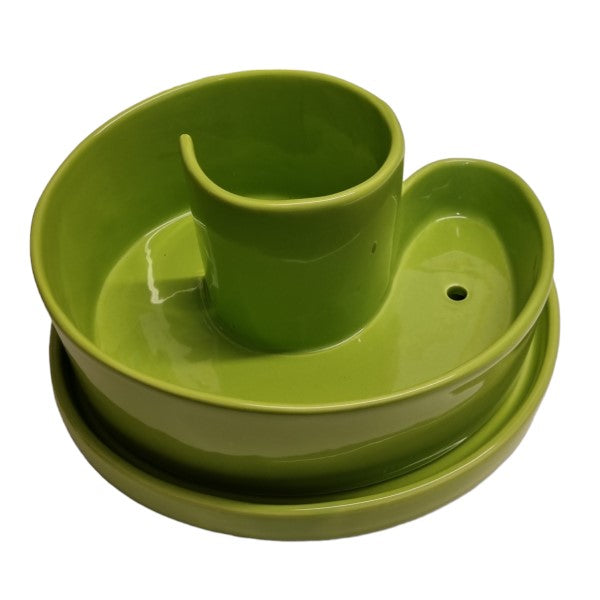 Örtkruka med fat 'Spiral' Grön