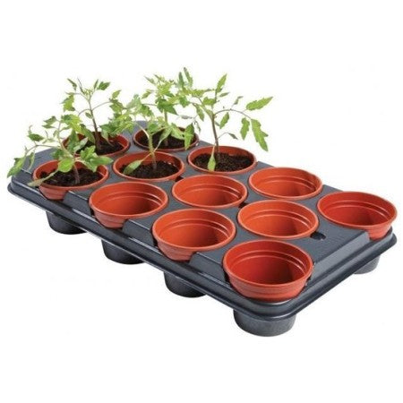 Krukset Rund med 12st 11cm planteringskrukor