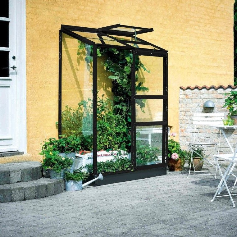 Växthus 'Altan' 2 sektioner Glas inkl fundament- Svart