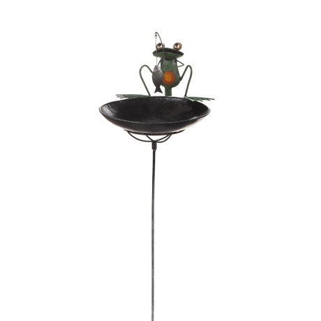 FÄgelbad pÄ pinne 'Fiskande Groda' D25cm