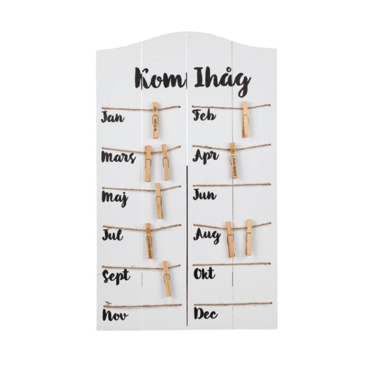 Trätavla 'Årsplanerare' 36x60cm