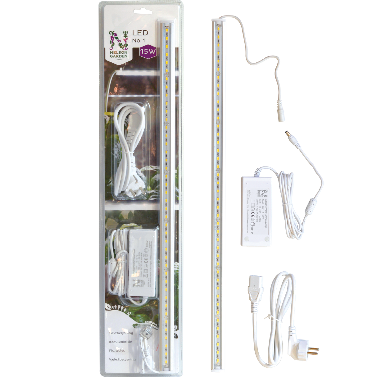 Växtbelysning LED NO.1 15W, 60cm med adapter