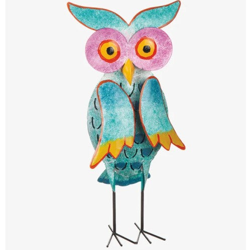 Uggla i Plåt 17x35cm Blå