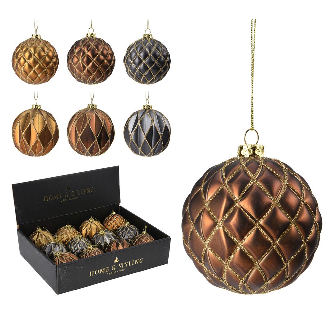 Julgranskula 8cm 'Glitter Deco' 12-p