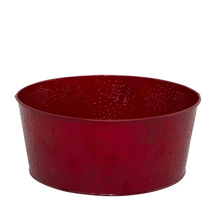 Kruka i metall 'Snowflake' Röd D18cm