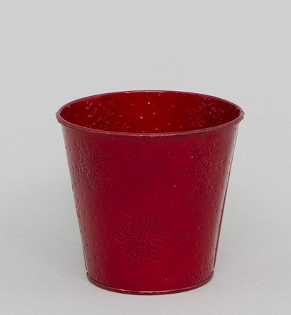 Kruka metall snöflinga Röd D12,5