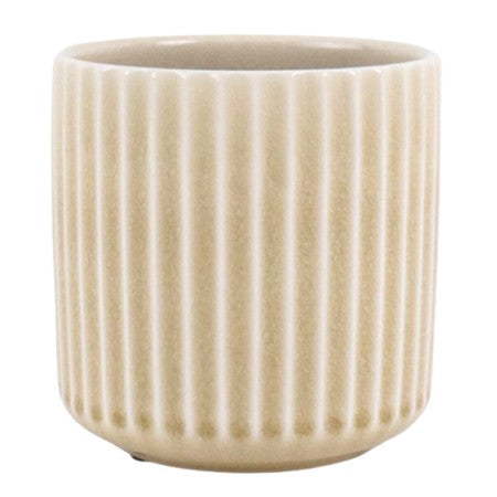 Kruka beige m ränder 13x14H cm