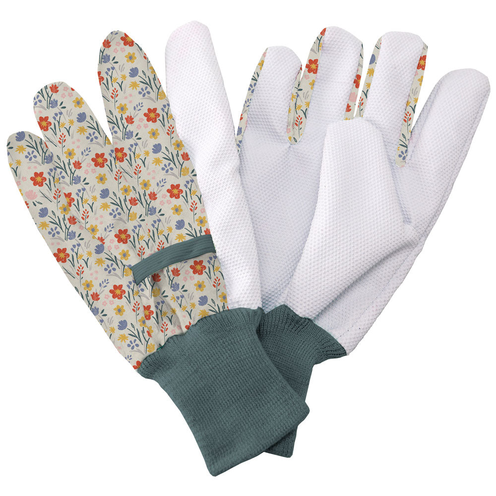 Kent & Stowe Trädgårdshandske Bomull 'Meadow Flowers Cream' Medium