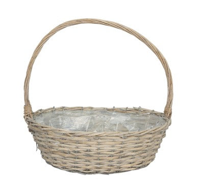 Korg oval m. grepe inv.plast Grå