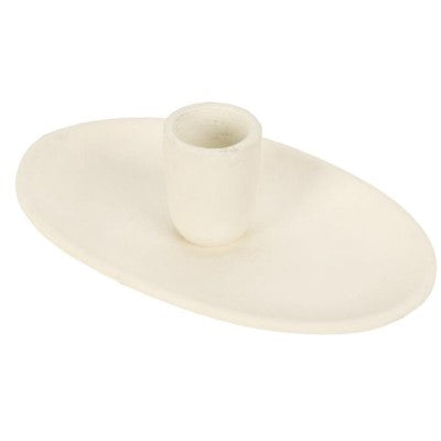 Ljusstake 'Oval' i metall - Vit