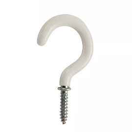 Plastbelagd Krok, Vit - 10st