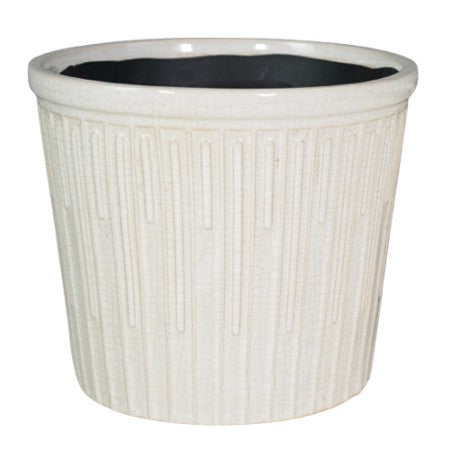 Kruka vit m ränder 14x13H cm